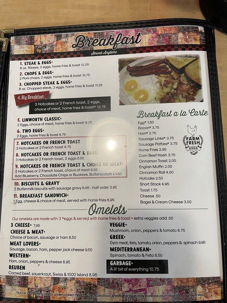 Menu at George's Linworth Diner restaurant, Worthington