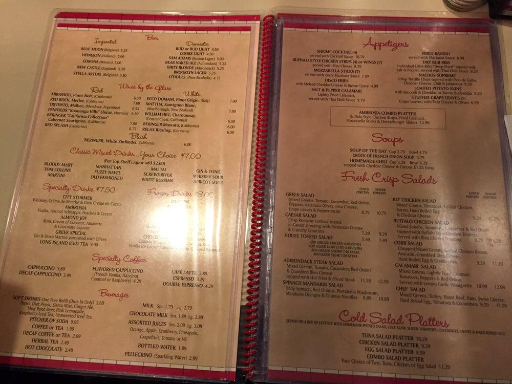 Menu at Ambrosia Diner restaurant, Queensbury, 518 Aviation Rd