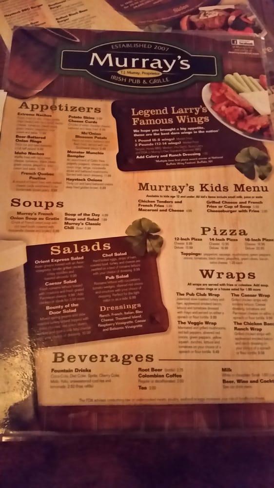 Menu at Murray's Irish Pub & Grill, Menominee