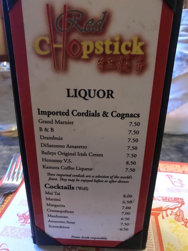 Menu at Red Chopstick restaurant, Sedona, 111 Bell Rock Plaza