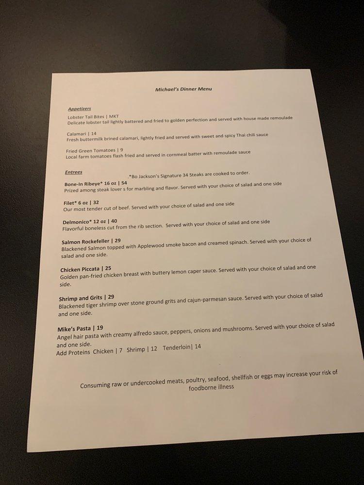 Menu at Michael's Restaurant, Birmingham, 1st Ave S