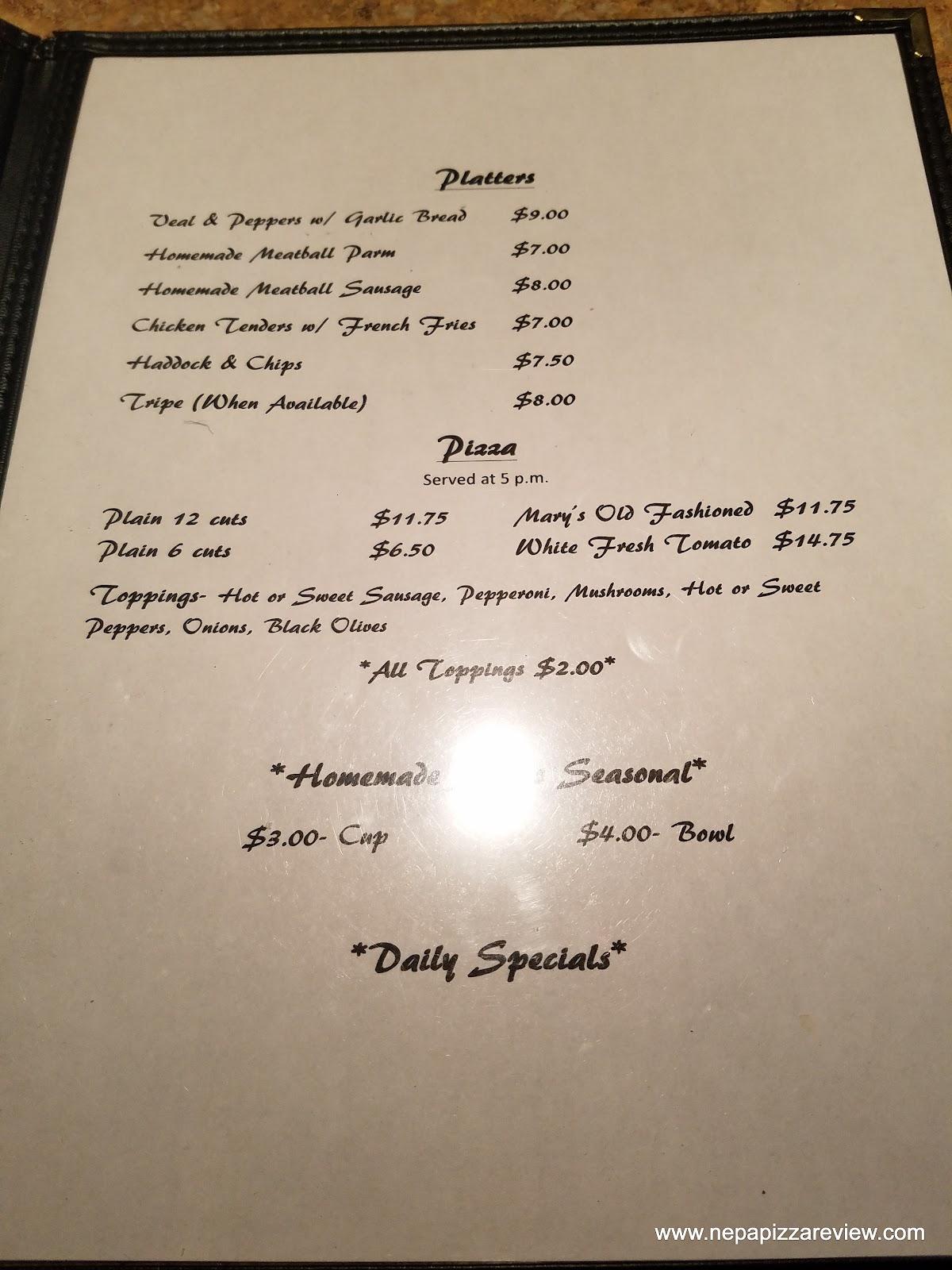 Menu at Roosevelt Beer Garden pub & bar, Dunmore, 548 Chestnut St
