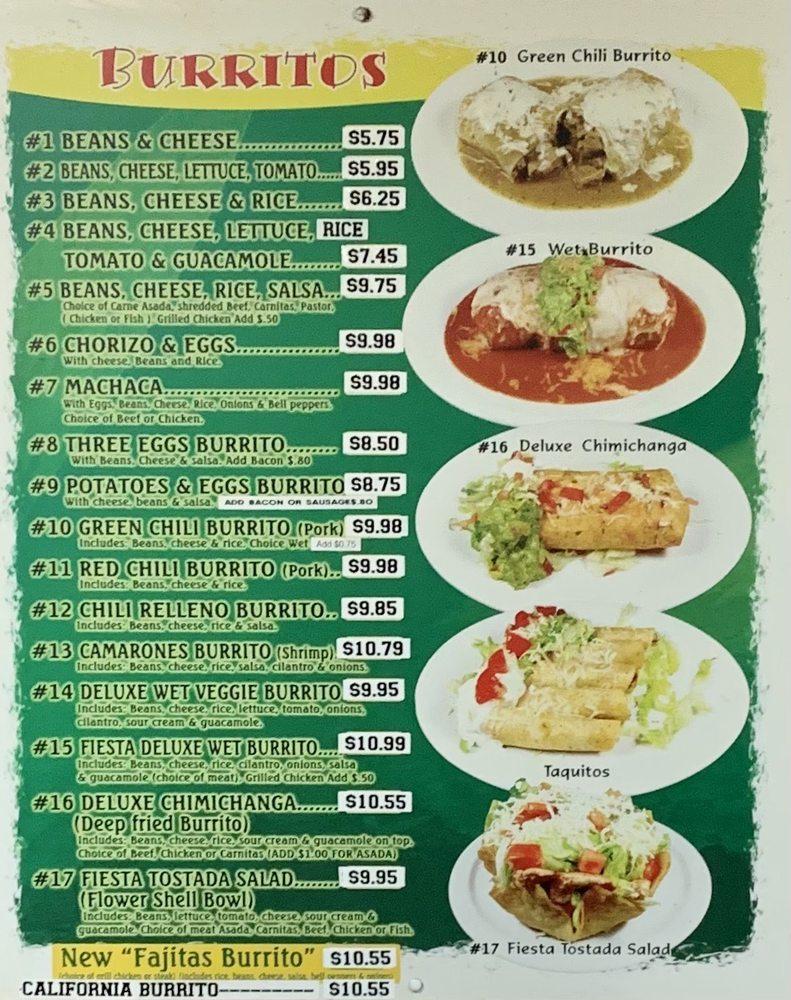 Menu at Fiesta Grill desserts, Huntington Beach, 418 17th St