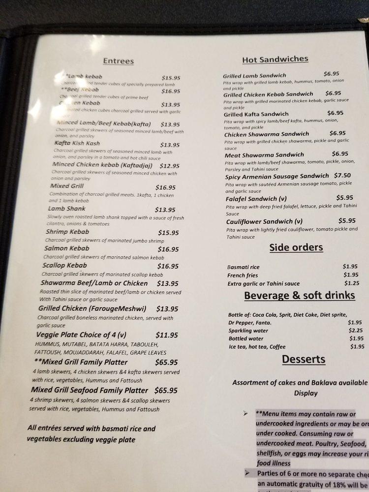 Menu at KababJe Rotisserie & Grille restaurant, Charlotte, b Rea Rd