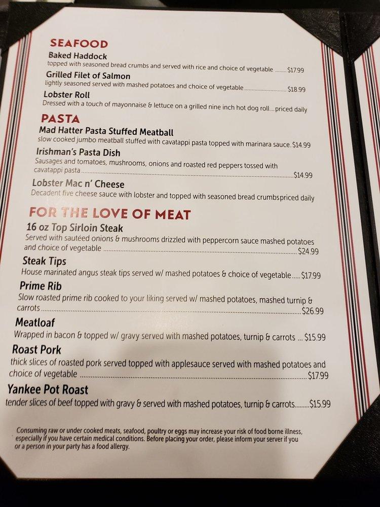 Menu at Mad Hatter Restaurant, Weymouth