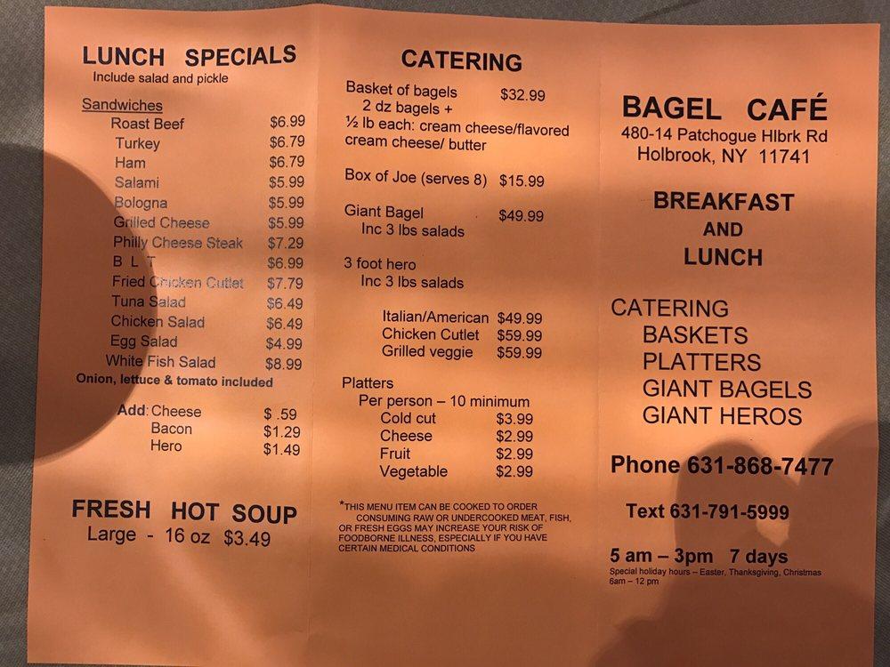 Menu at Bagel Cafe, Holbrook