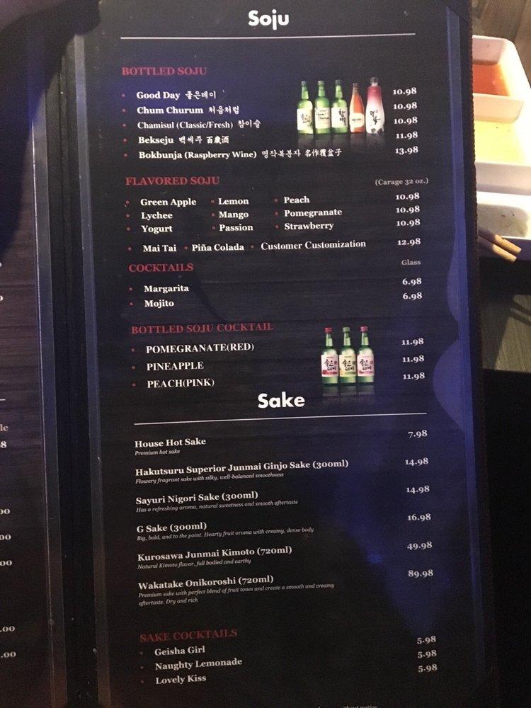 Menu at Gen Korean BBQ House, Torrance, Crenshaw Blvd