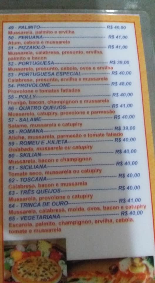 Pizzaria Cally cardápio