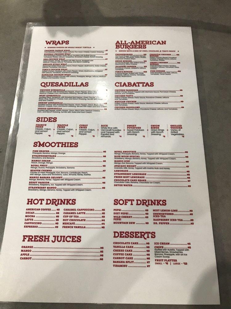 Menu at Blue Moon Hookah Lounge pub & bar, Dearborn Heights
