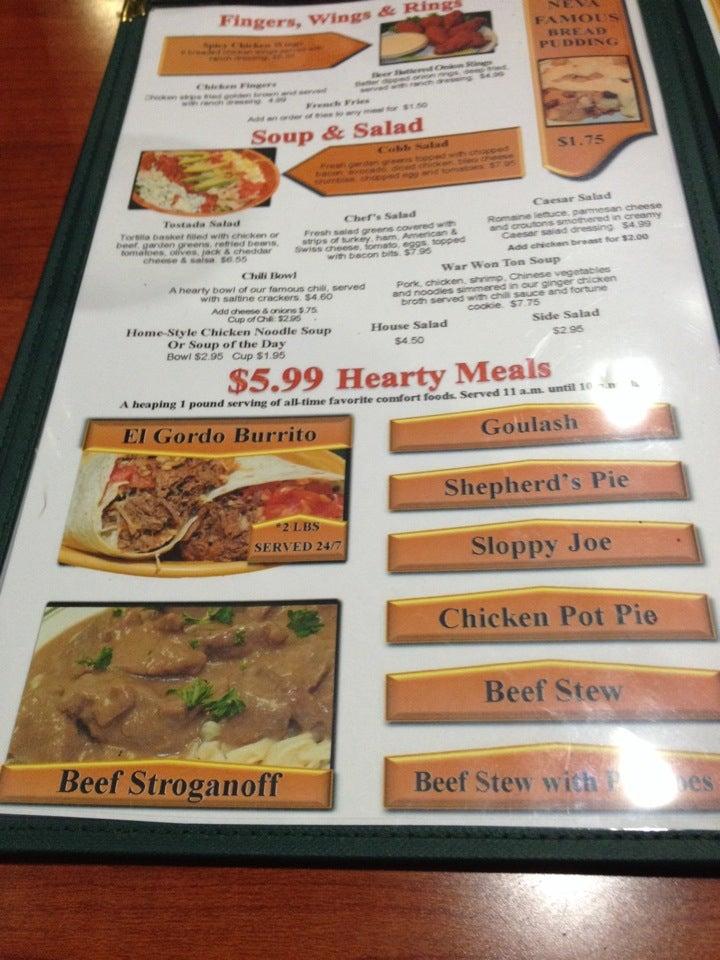 Menu at Top Deck restaurant, Reno