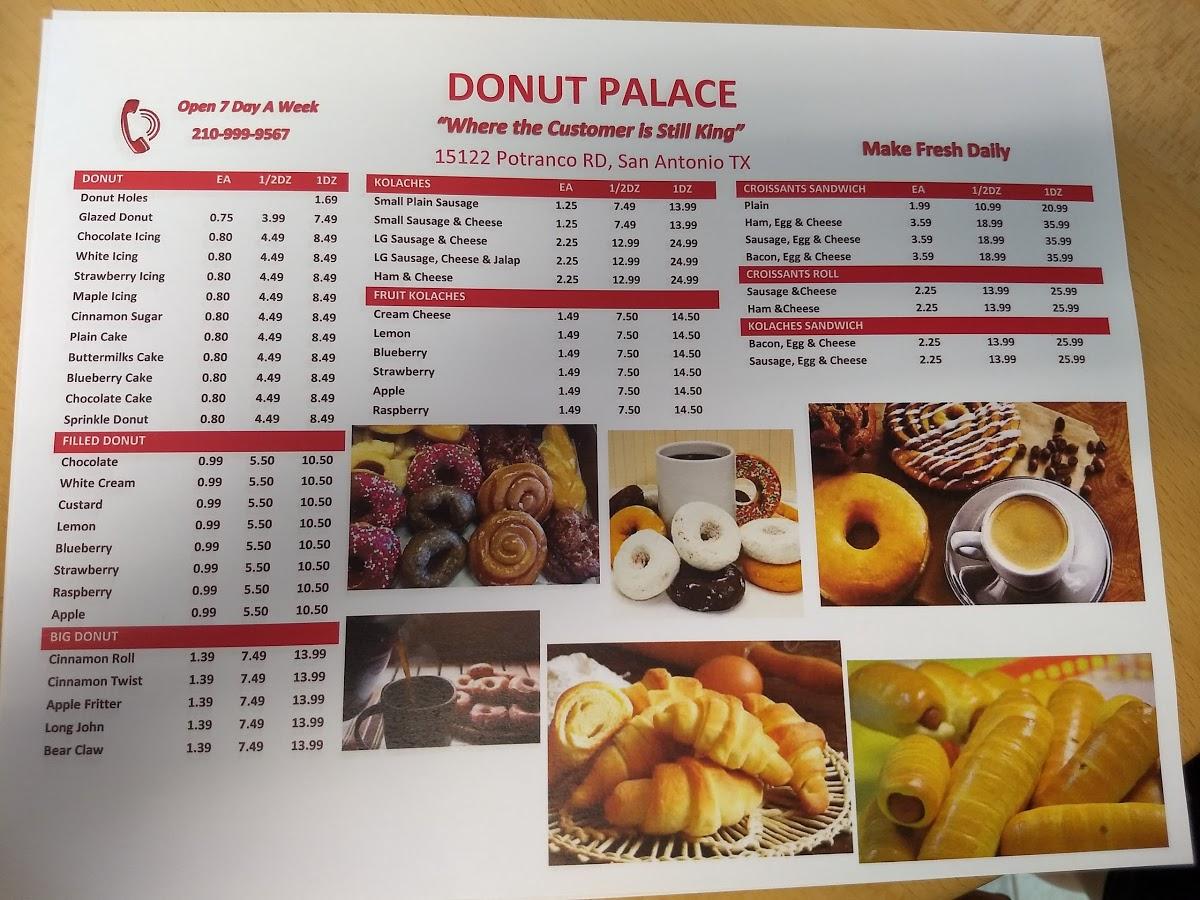 Menu At Donut Palace Potranco Sa Restaurant San Antonio Potranco Rd 5108