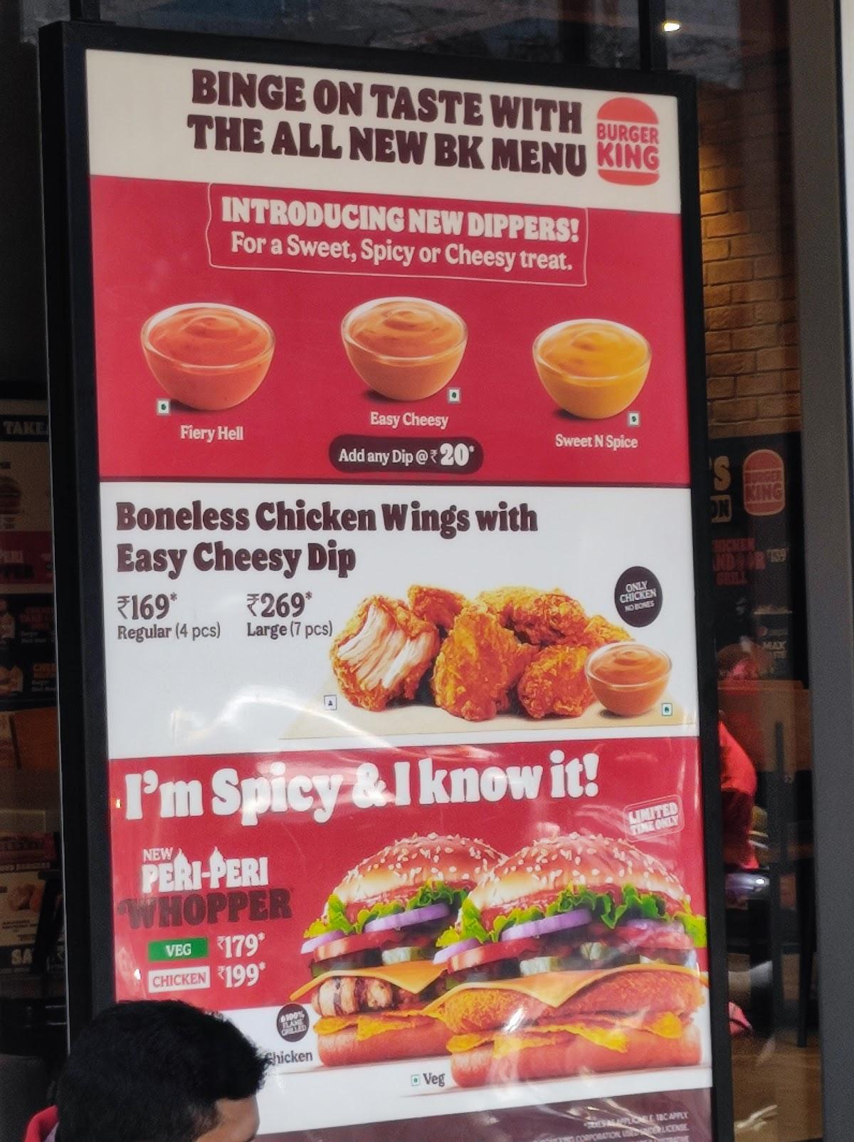 Menu at Burger King, Mumbai, Alexander Terrace