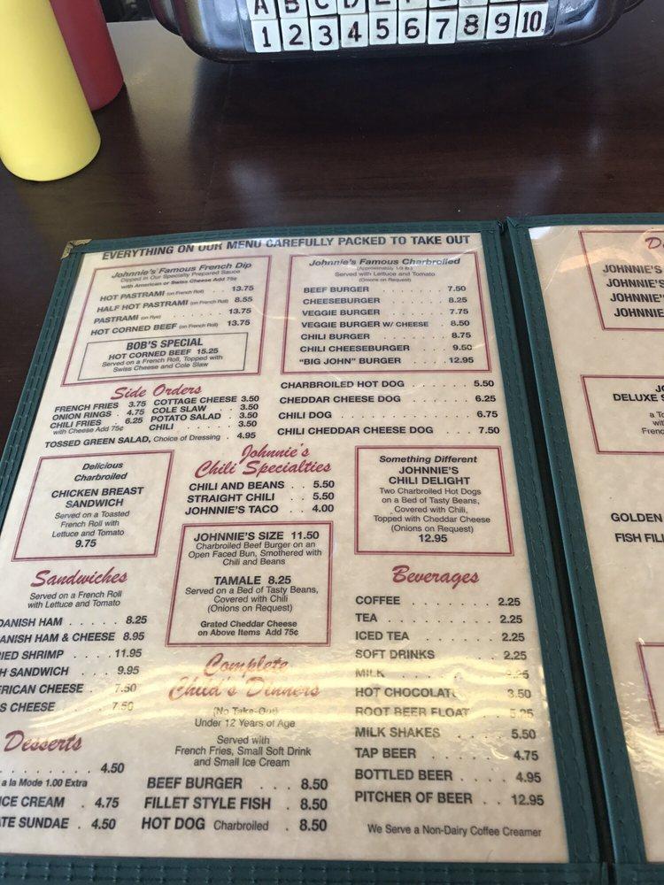 Menu at Johnnie's Pastrami restaurant, Culver City
