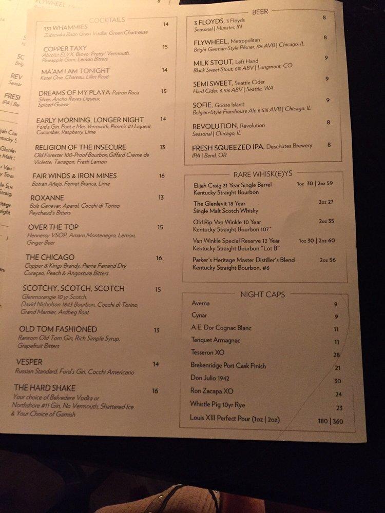 Menu at Maple & Ash steakhouse, Chicago