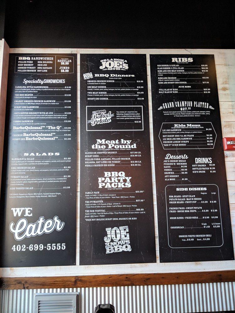 Menu At Oklahoma Joes Bbq Omaha