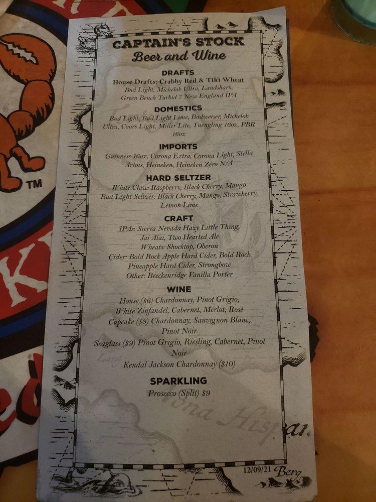 Menu At Captain Curt S Sniki Tiki Bar Live Entertainment Siesta Key