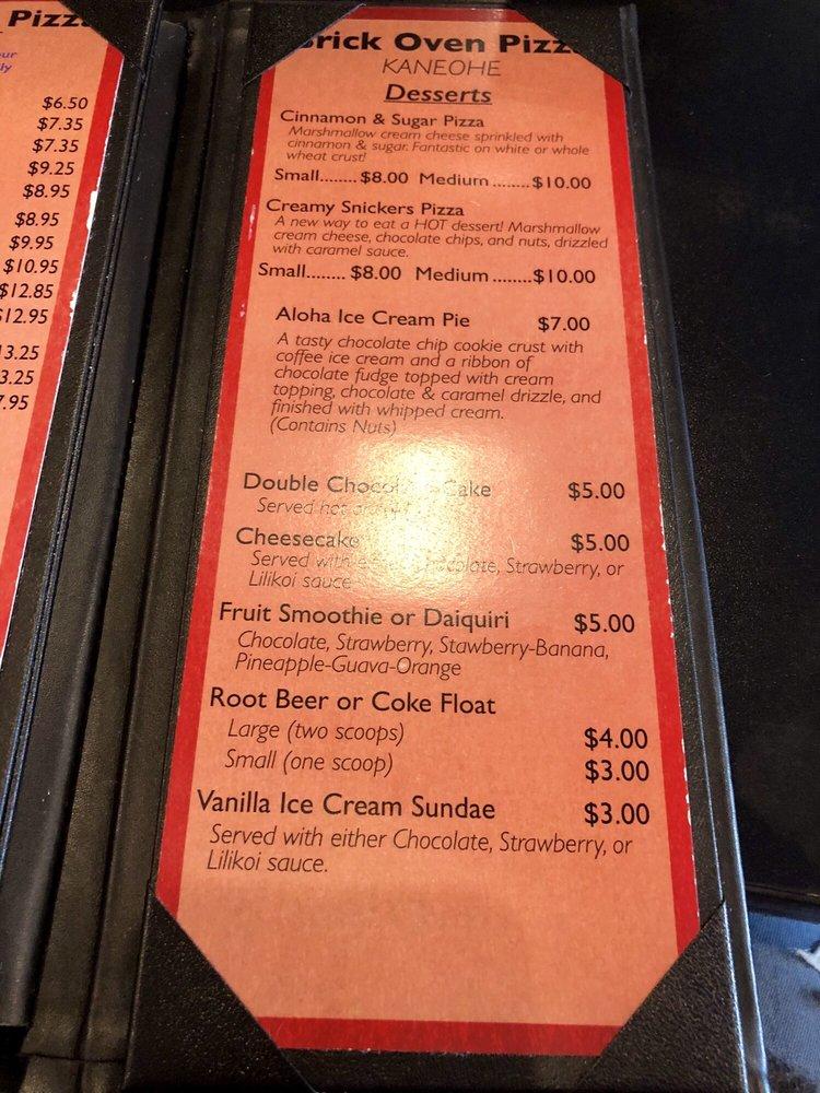 Menu at Brick Oven Pizza pub & bar, Kaneohe