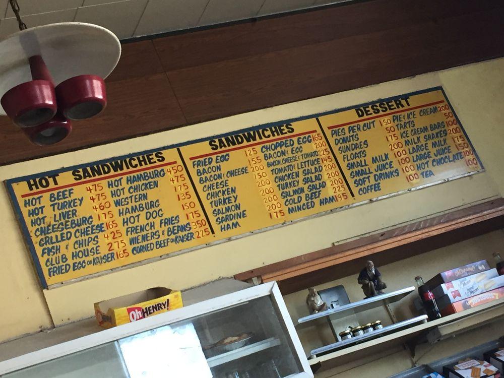 Menu at Gale's Snack Bar, Toronto
