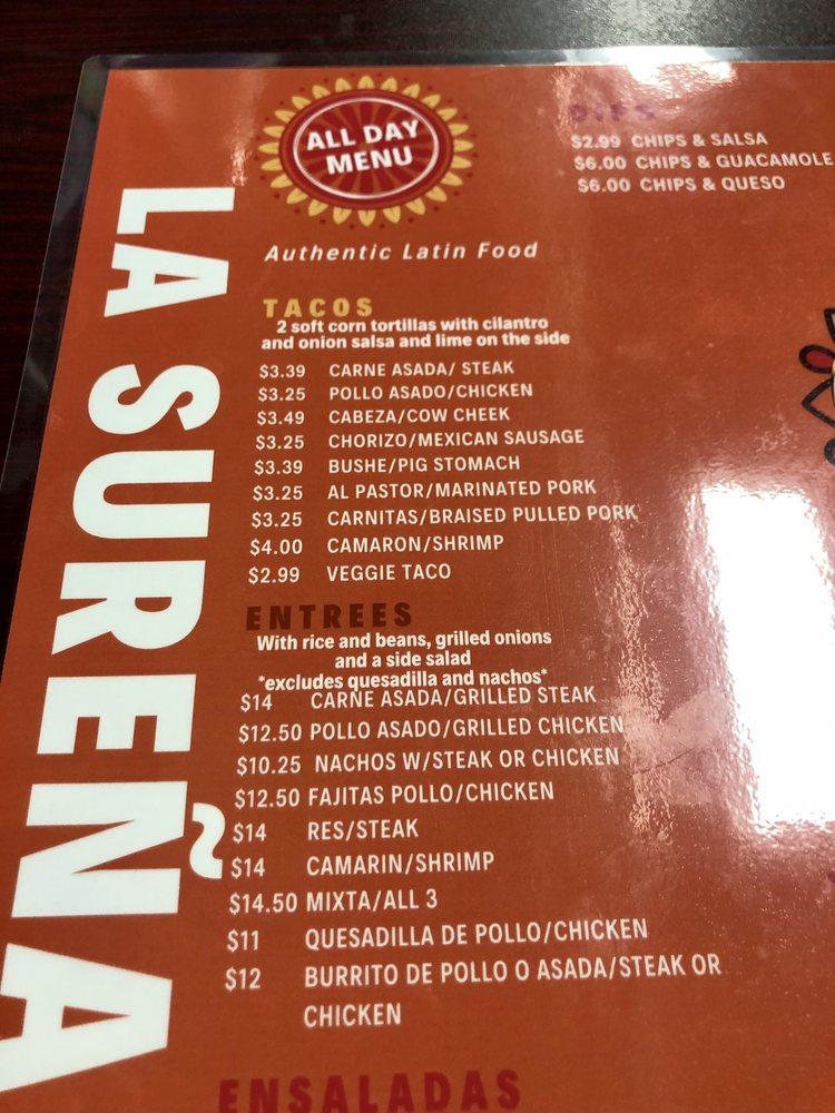 Menu at La Sureña Restaurant & Store, Fernandina Beach