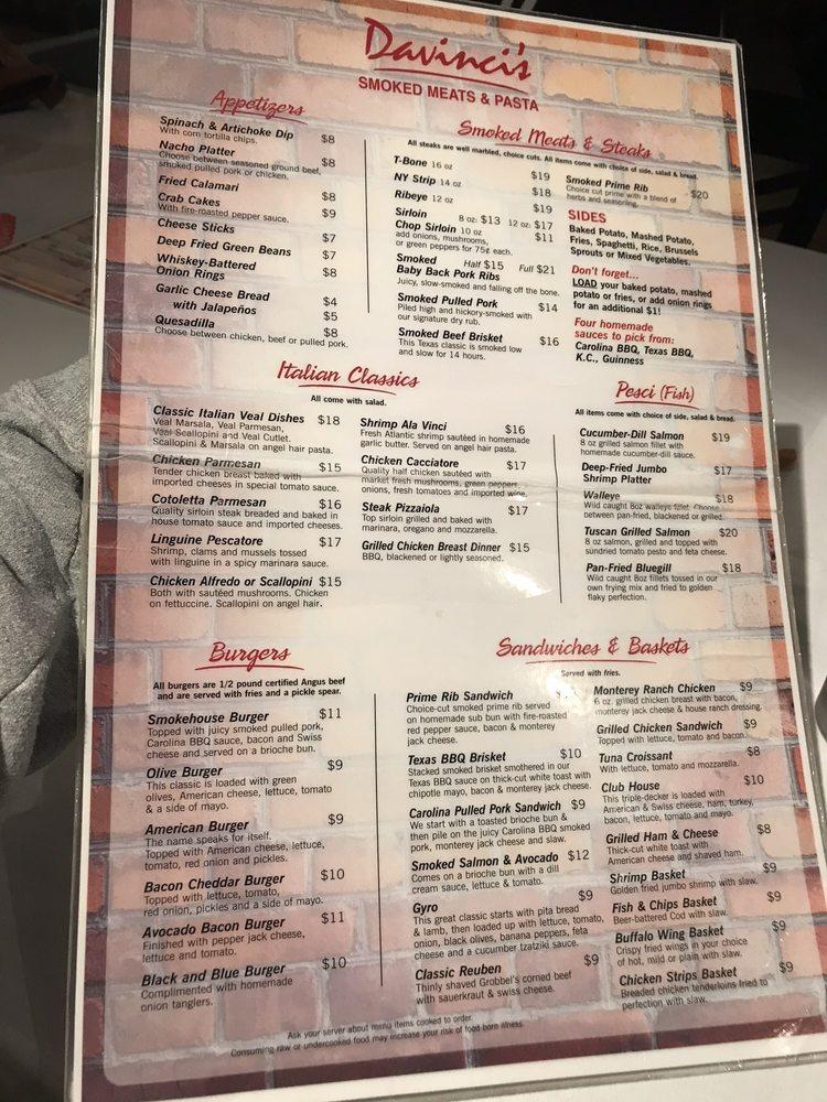 Menu at Da Vinci's Italian Restaurant, Sturgis, E Chicago Rd