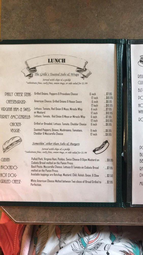 Menu at Greenbrier Grille and Lodge restaurant, Marlinton