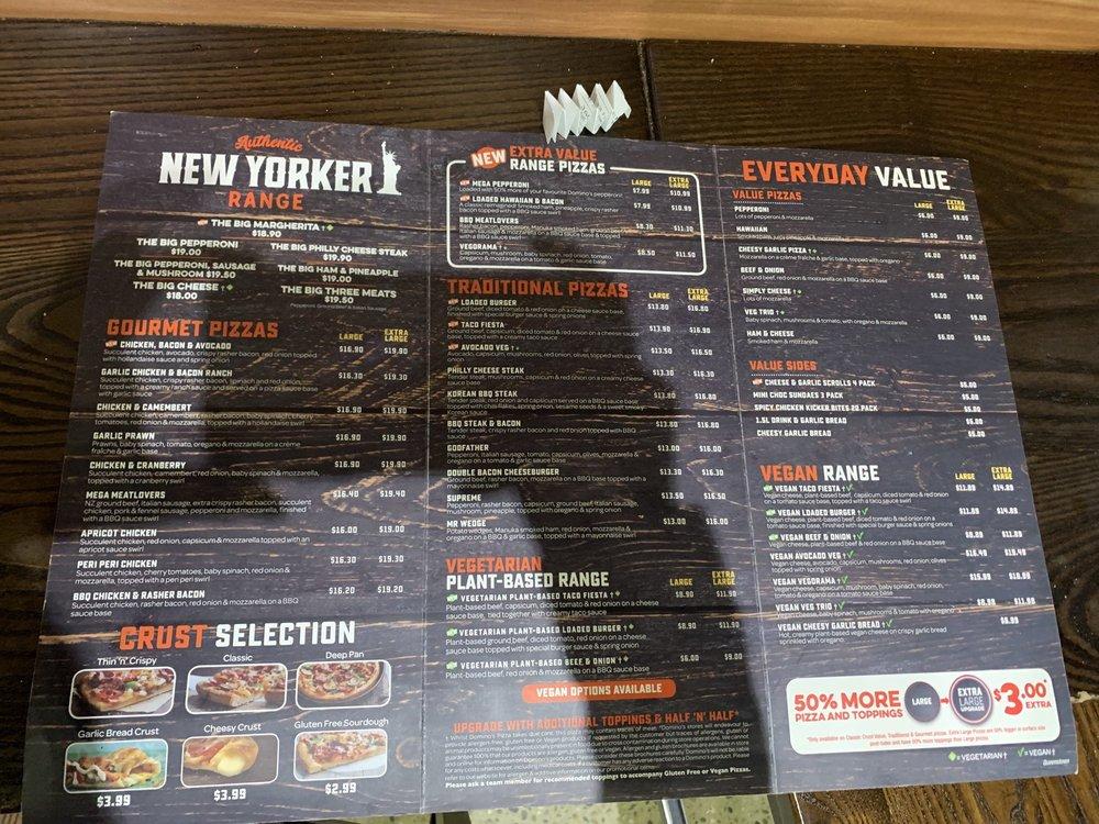 Menu at Domino’s Pizza Queenstown pizzeria, Queenstown