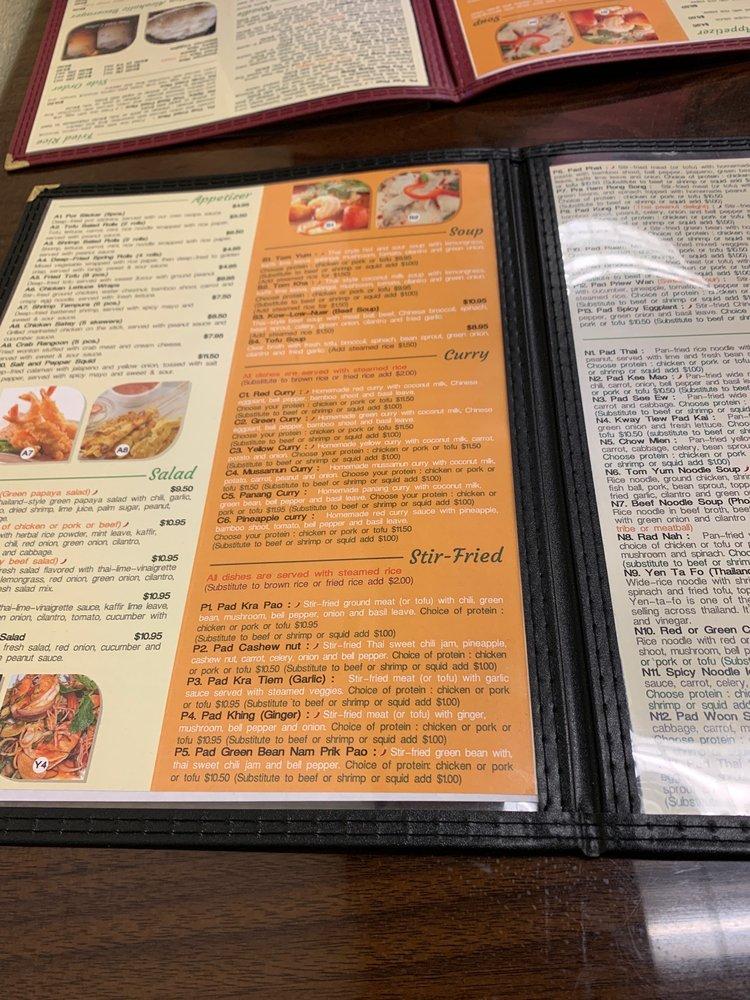 Carta de Hong Thai Restaurant, Salem