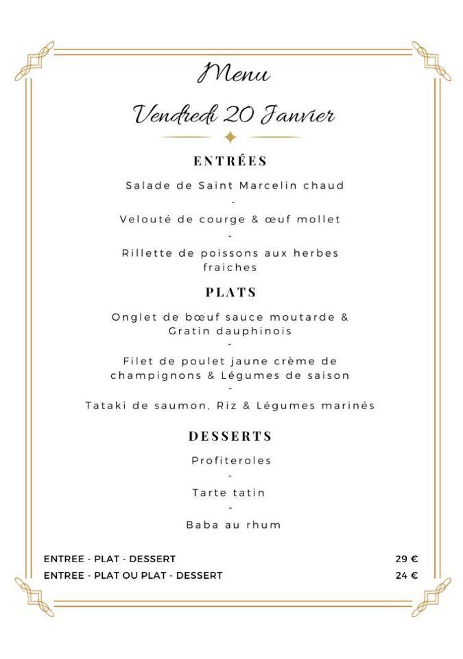 Menu de Le Modjo