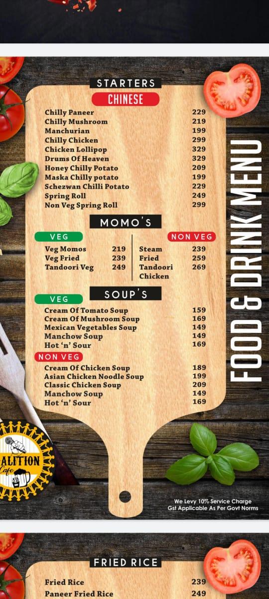 Coalition Cafe menu