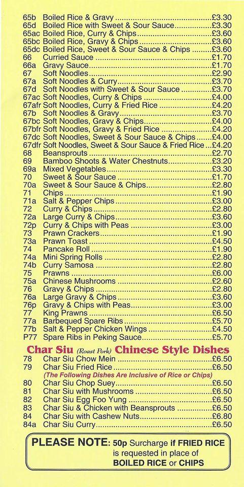 Menu At Hung Hay Chop Suey House Fast Food, Spennymoor