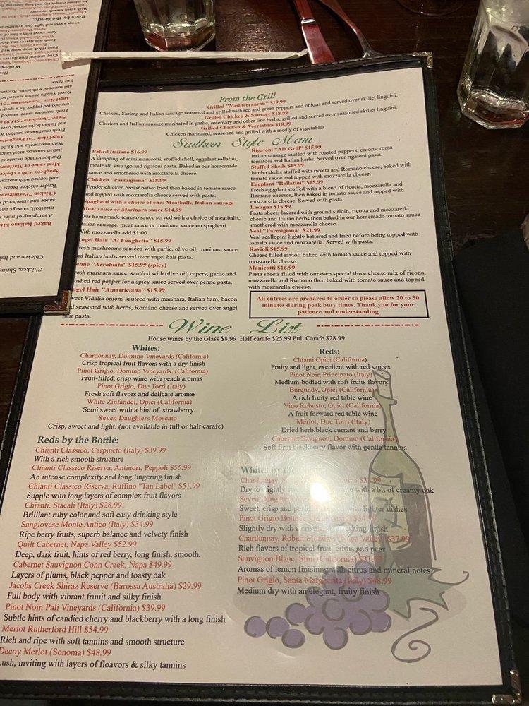 Menu at Italian Grill pub & bar, Vero Beach