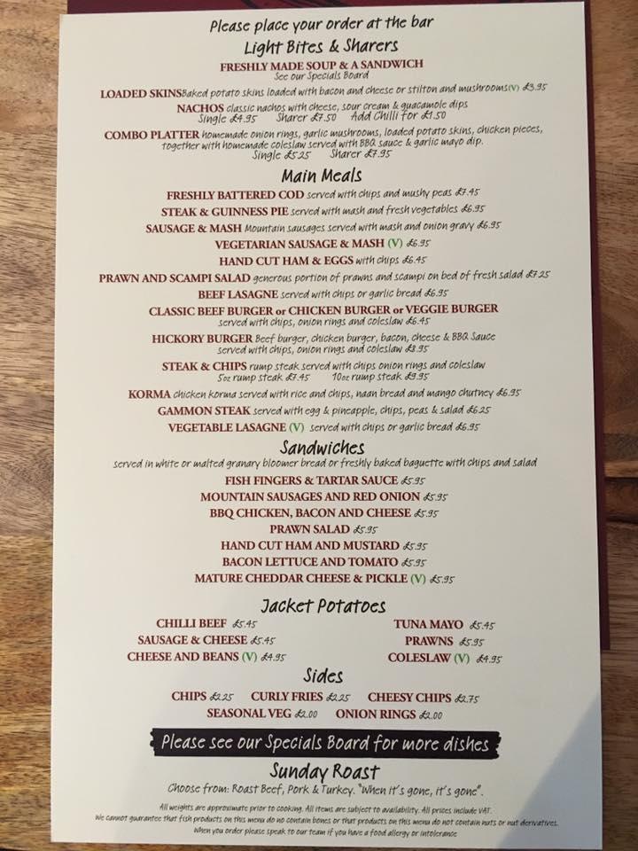 Menu at The Black Bull Inn, Kirton pub & bar, Boston, 23 London Rd