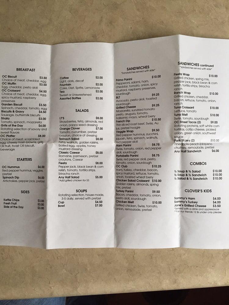 Menu at Orange Clover Kitchen & More cafe, Jeffersonville