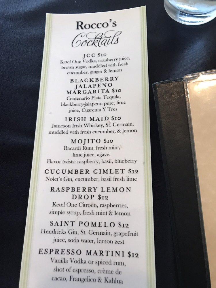 Menu at Rocco's Restaurant, San Clemente