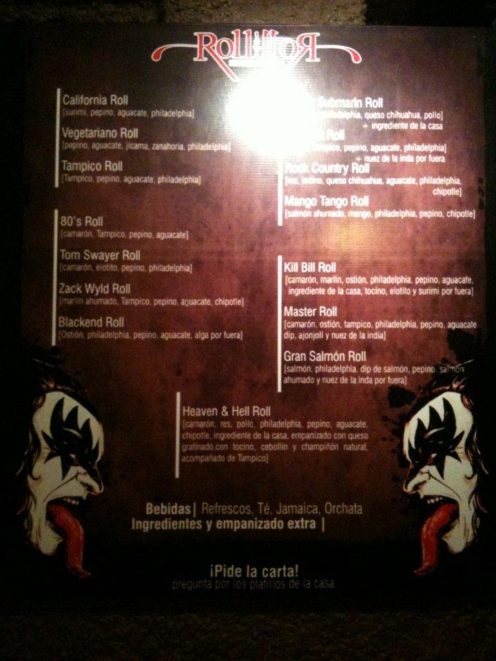 Menu at roll & roll sushi restaurant, Ciudad Obregón