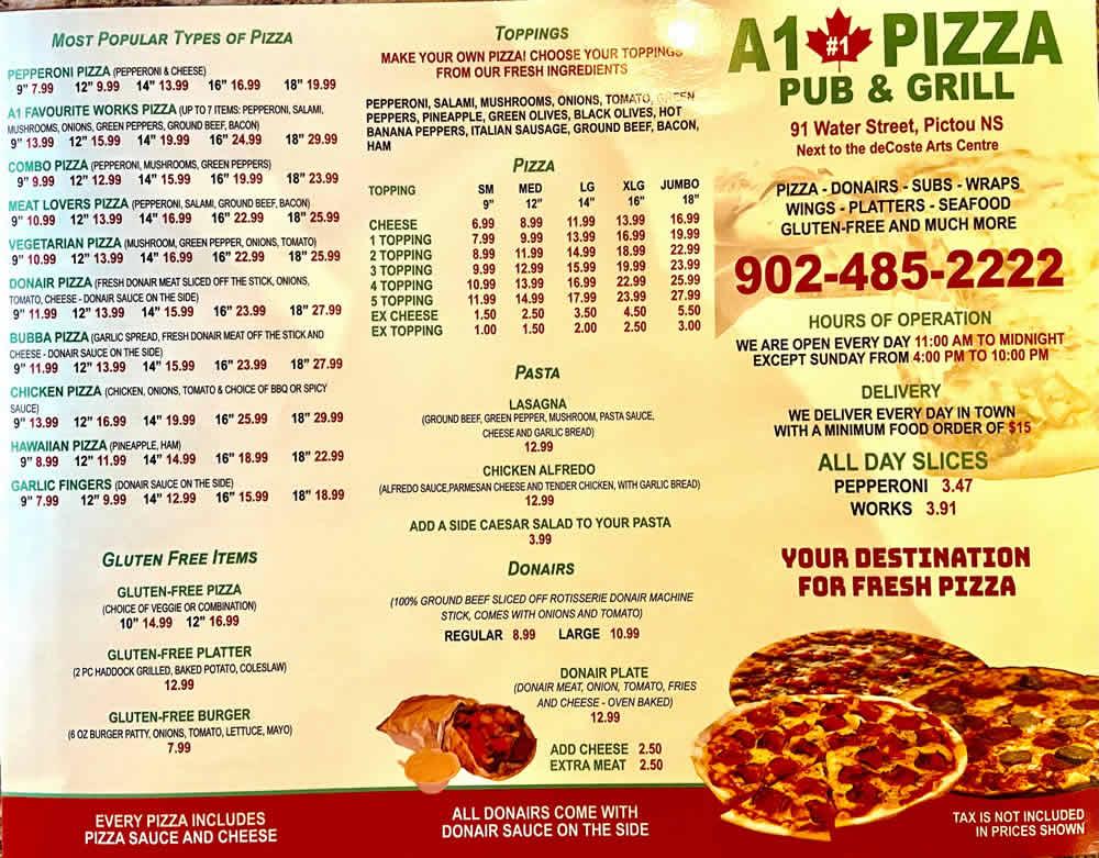 menu-at-a1-pizza-pub-grill-pictou