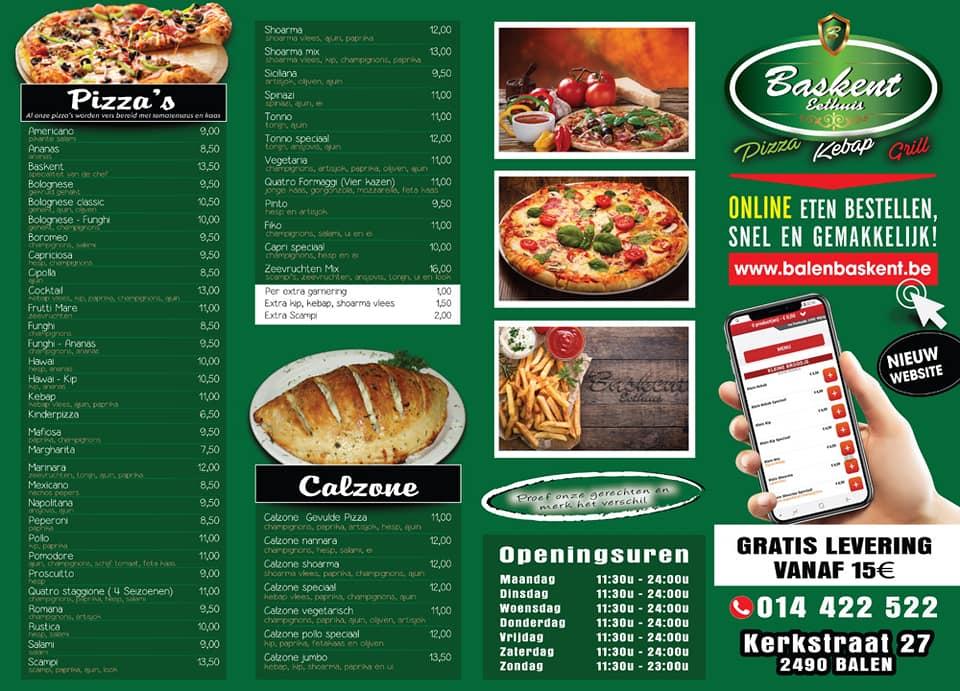 Menu de Eethuis Baskent Balen