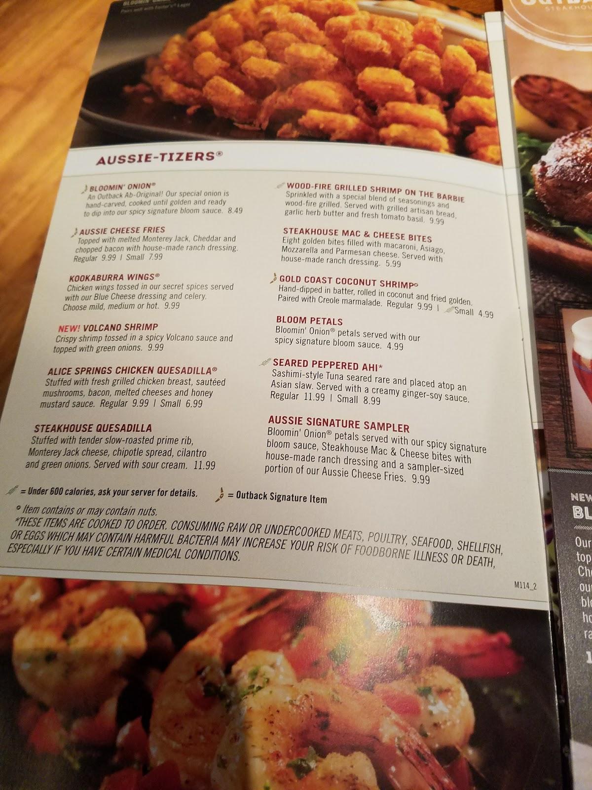 Menu at Outback Steakhouse, Hot Springs