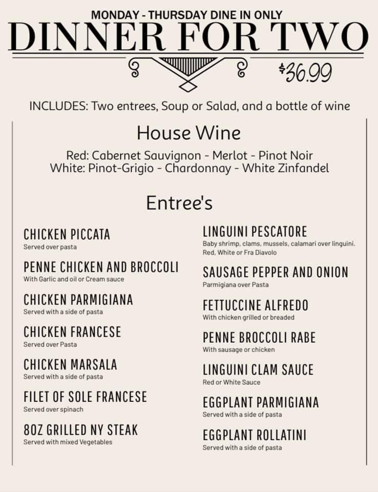 Menu at DiPalma's Restaurant & Pizzeria, Southbury