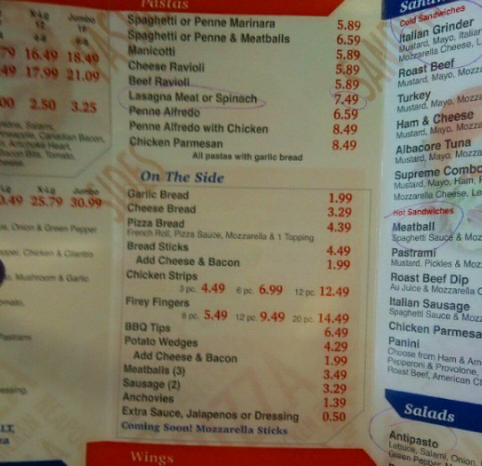 Carta de pizzería Hacienda Heights Pizza Co., Industry