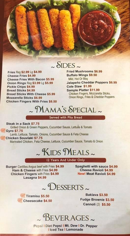 Menu at Mama's Pizza & Subs pizzeria, Culpeper