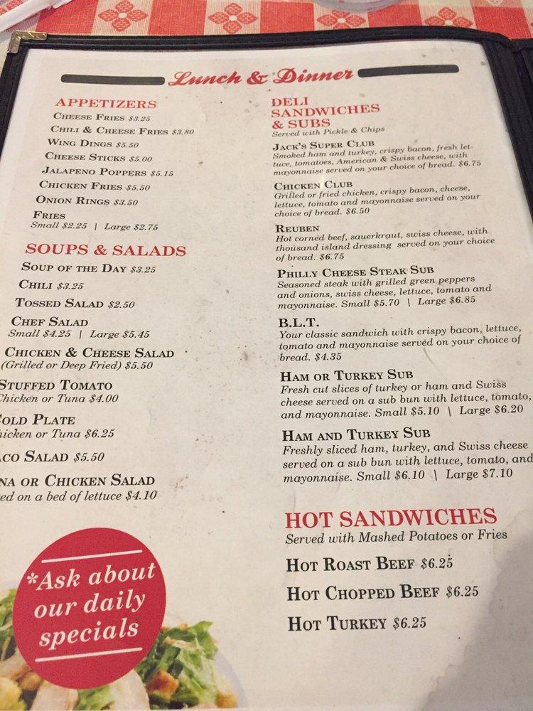 Menu at Armstrong's restaurant, Verona