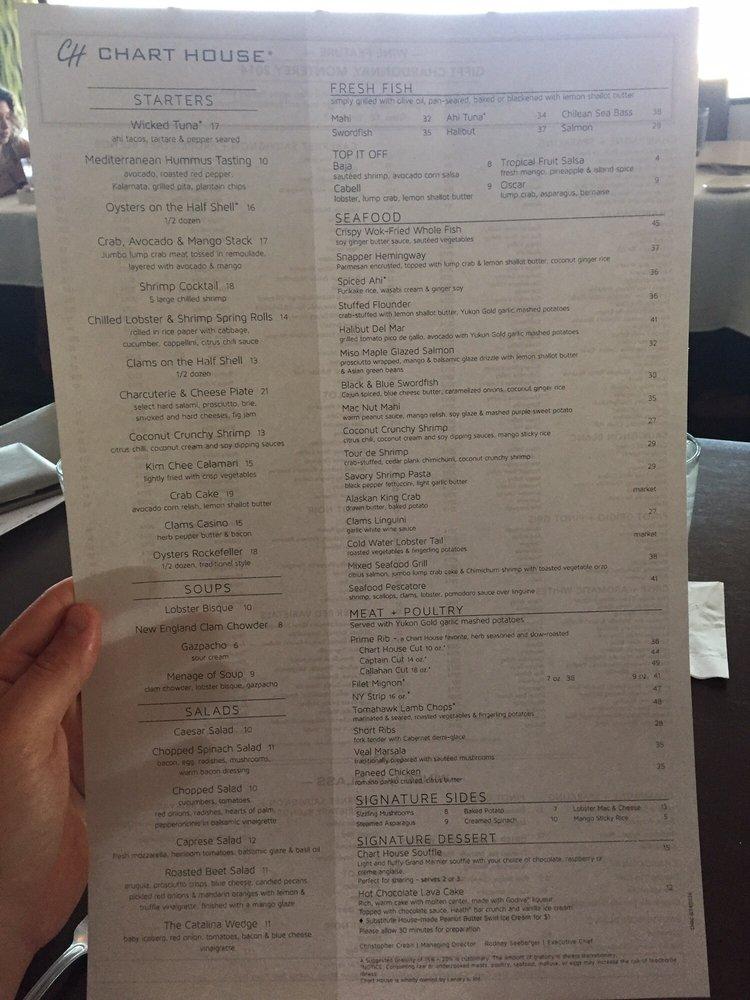 Menu at Chart House steakhouse, Atlantic City