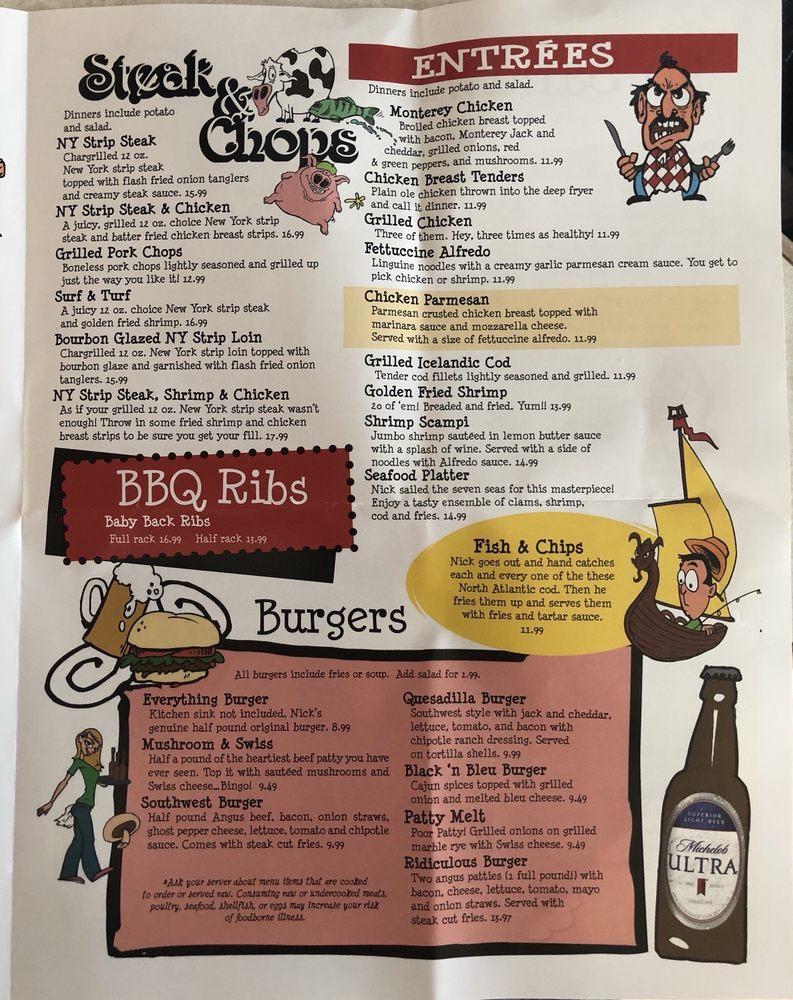 Menu at Nick's Hometown Grill pub & bar, Durand, 102 N Saginaw St