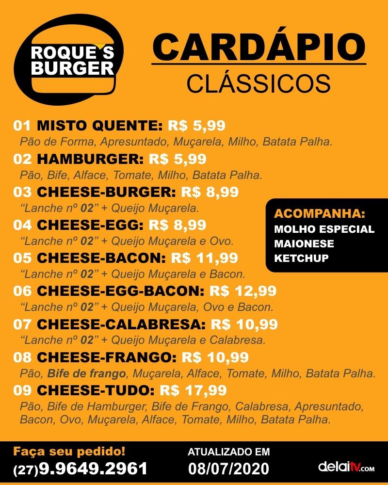 Menu at Roques Burger, Ponto Belo