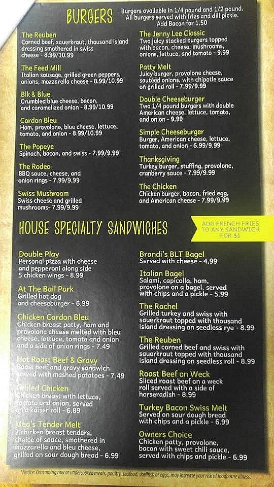 Menu at Jenny Lee Country Store restaurant, Cattaraugus