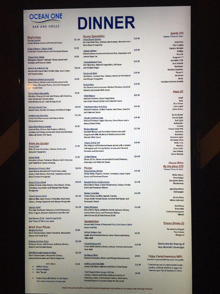 Menu At Ocean One Bar Grille Las Vegas   R2f2 Menu Ocean One Bar And Grille 2022 09 1 