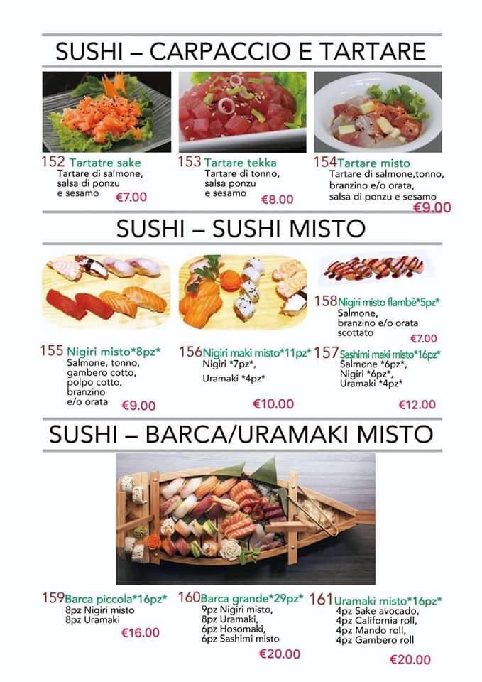 Menu at Ming du Sushi restaurant, Avellino