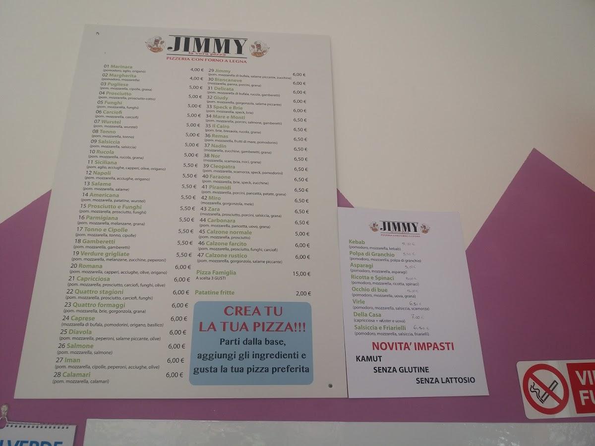 Menu at Pizzeria da jimmy con forno a legna, Rezzato