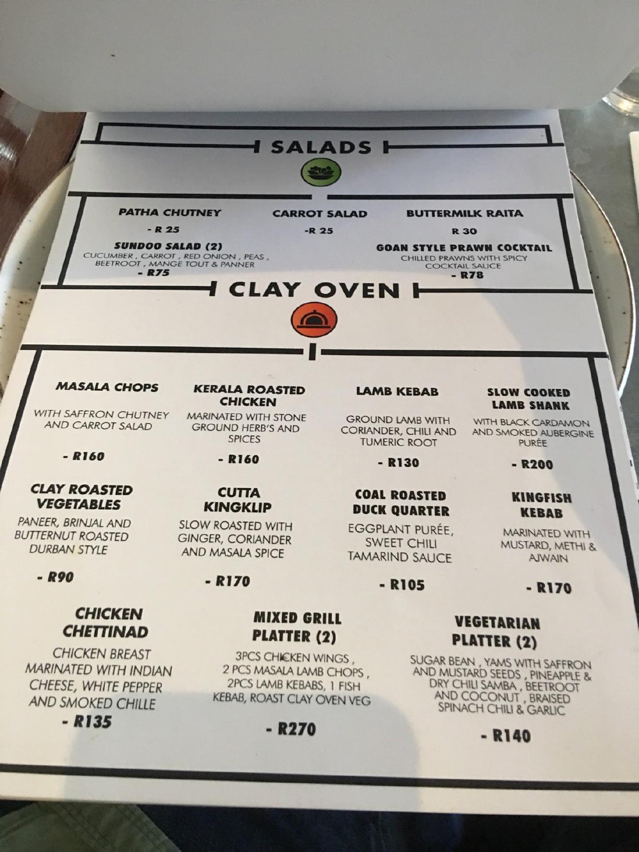Menu at Sundoo Sea Point restaurant, Cape Town, 77 Regent Rd